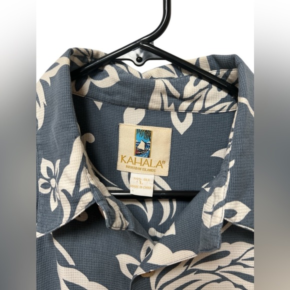 Kahala grey silk Hawaiian short sleeve button down shirt - Picture 2 of 4